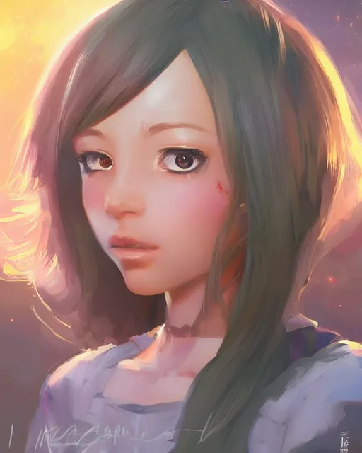 Semi-realistic, anime, profile picture, girl with gradient hair, cute,  makeup, sweater