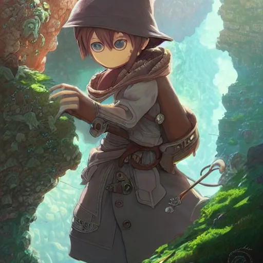 Image similar to a detailed portrait of a made in abyss character, by victo ngai and justin gerard, digital art, realistic painting, very detailed, fantasy, dnd, character design, trending on artstation