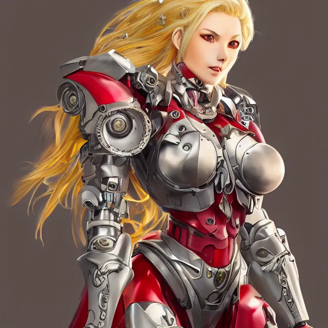 Prompt: studio portrait of lawful good colorful female holy mecha paladin absurdly beautiful, elegant, tight blonde gravure idol, ultrafine hyperrealistic detailed face illustration by kim jung gi, highly detailed faces, intricate linework, sharp focus, bright colors, matte, octopath traveler, unreal engine 5 highly rendered, global illumination, radiant light, intricate environment