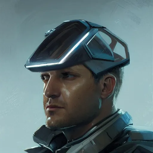 Prompt: portrait of a man by greg rutkowski, he looks like gabriel macht with cybernetic eyes implants, wearing a futuristic flying jacket, highly detailed portrait, scifi, digital painting, artstation, concept art, smooth, sharp foccus ilustration, artstation hq