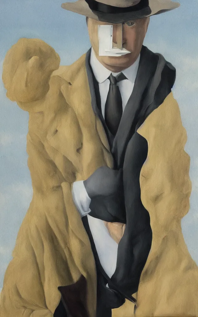 Image similar to the human vondition, realistic painting, 4k, in the style of rene magritte