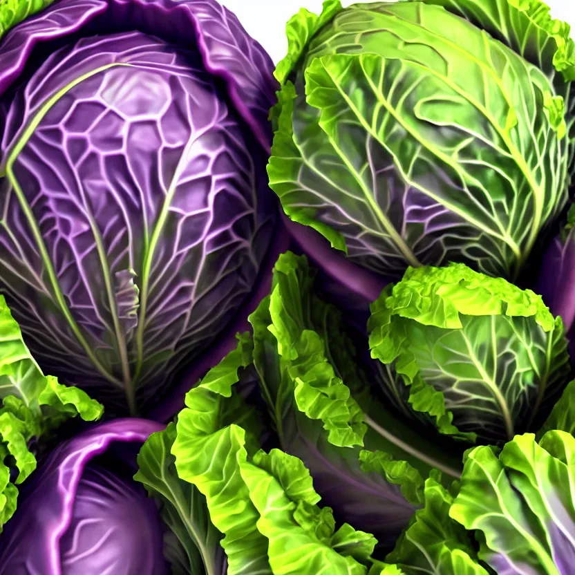 Image similar to high quality 3 d render very cute cabbage! highly detailed, unreal engine cinematic smooth, pixar, hannah yata charlie immer, moody light, purple background, low angle, uhd 8 k, sharp focus