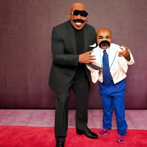 Image similar to biggest mustache steve harvey meeting midget steve harvey