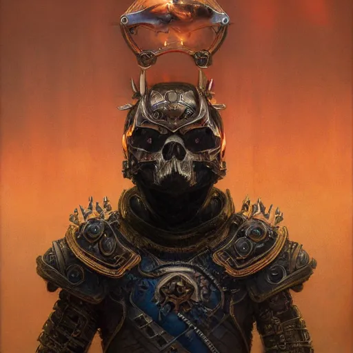 Image similar to skull demigod black armor, anthropomorphic shiba inu, shiba inu face, demigod, stuning 3 d render, masterpiece, glowing aura, by donato giancola and greg rutkowski and wayne barlow and zdzisław beksinski, realistic face