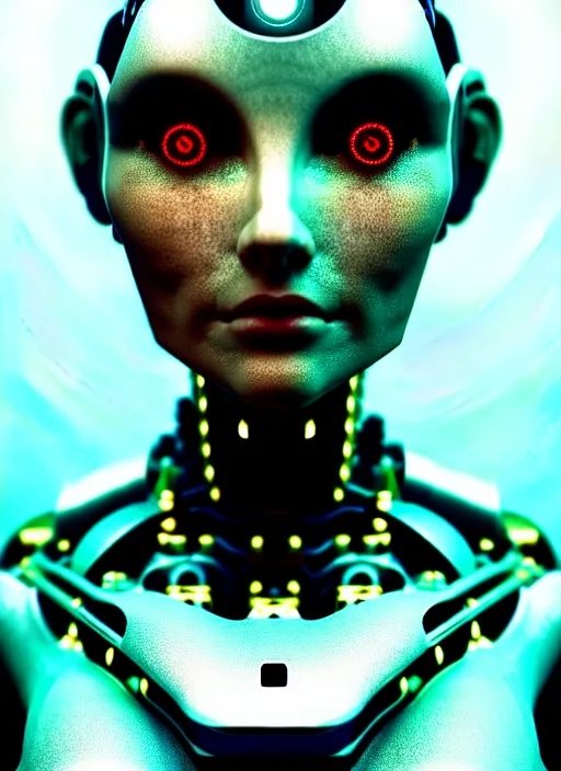 Prompt: sensual caucasian female humanoid with freckles, robotic, android, cyborg, part human part cyborg face, by loish, d & d, fantasy, cyber neon lighting, futurism, intricate futuristic jewelry accessories, cyberpunk high fashion, profile posing, hyper photorealistic, digital photography, artstation, pinterest, concept art, art by pascal blanche and greg rutkowski,