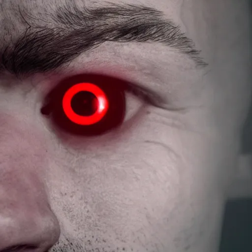 Image similar to a man with red glowing eyes