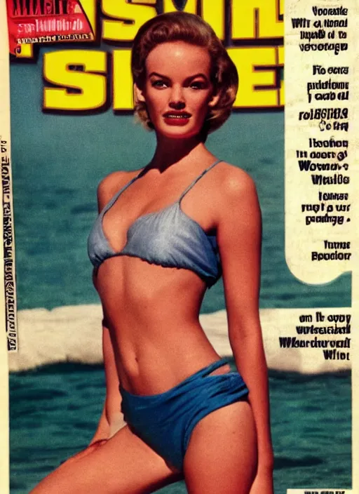 Image similar to walter white on the cover of swimsuit illustrated 1 9 6 0