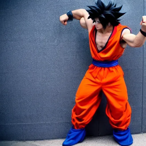 Image similar to cosplay as goku