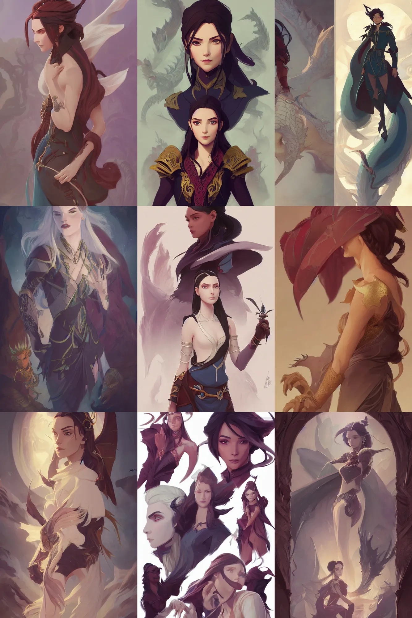 Prompt: fashion and character design spot illustrations from the dragon prince and avatar crossover, d & d, fantasy, intricate, elegant, highly detailed, digital painting, artstation, concept art, matte, sharp focus, illustration, hearthstone, art by artgerm and greg rutkowski and alphonse mucha