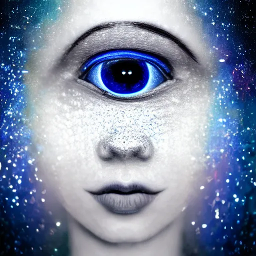 Prompt: blue baby eye with galaxy exploding inside it, 4 k