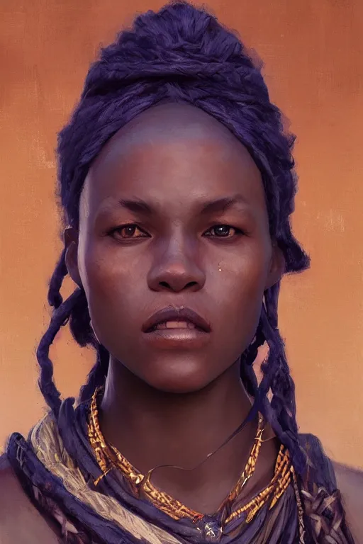 Prompt: rpg character art of an african woman, celtic dress, half body shot, gorgeous face, by jeremy lipking, by studio ghibli, by disney, video game fanart, digital art