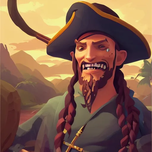 Image similar to painting jack the pirate on sea of thieves game avatar hero mermaid smooth face median photoshop filter cutout vector behance hd by jesper ejsing, by rhads, makoto shinkai and lois van baarle, ilya kuvshinov, rossdraws, illustration, art by ilya kuvshinov and gustav klimt