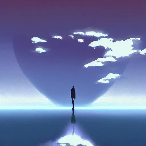 Prompt: portal to the clouds inside the silhouette of an ear, by ilya kuvshinov