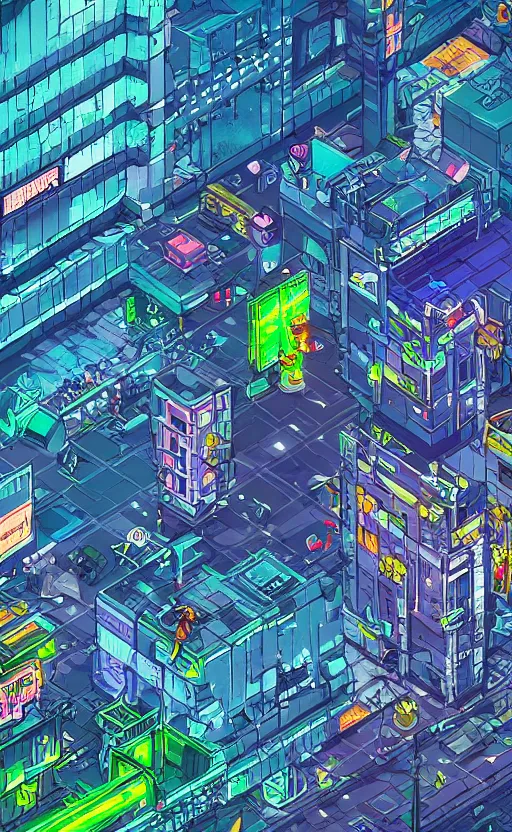 Isometric Cyberpunk City Wallpaper by patrika