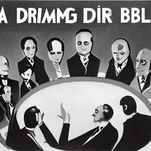 Prompt: 1 9 2 9 bankers, dreaming in a bubble about the future