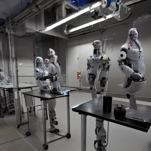 Prompt: a laboratory where humans are turned into robots