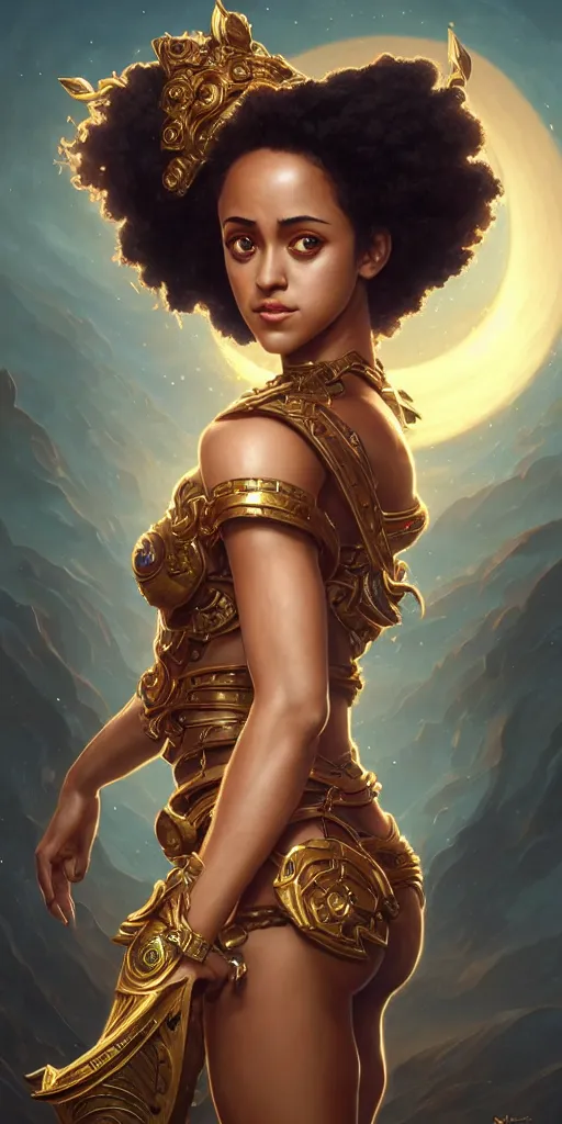 Image similar to goddess, played by Nathalie Emmanuel, league of legends, intricate, highly detailed, digital painting, hyperrealistic, artstation, concept art, smooth, sharp focus, illustration, Unreal Engine 5, 8K, art by artgerm and greg rutkowski and alphonse mucha, by Jesper Ejsing