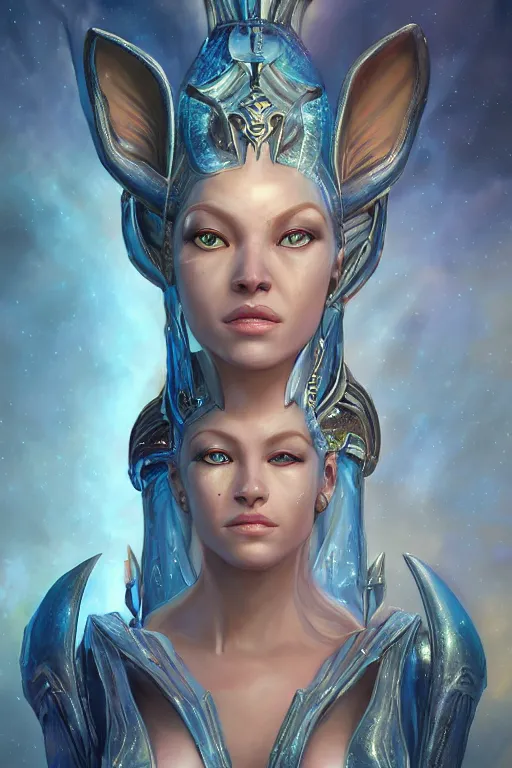 Image similar to portrait of a beautiful female hybrid atlantean anubis elsa jean, alien warrior regal, realistic, refined, detailed, digital art, jessica rossier, michael cheval, esao andrews, steampunk, walt disney ( 1 9 3 7 ), francois boucher, oil painting, highly detailed, cinematic lighting, unreal engine, 8 k, hd