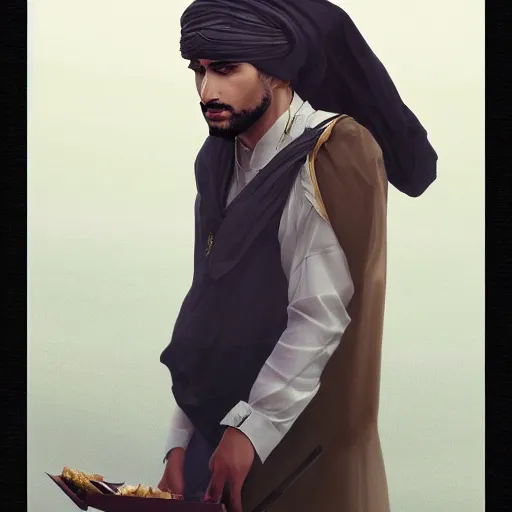 Prompt: arab man traditional outfit smoking inside a car, highly detailed, elegant, sharp focus, anime, digital art, in the style of greg rutkowski and craig mullins 4 k