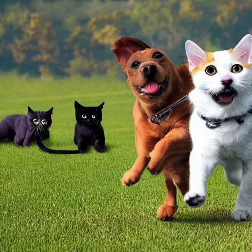 Image similar to cats and dogs race in cars