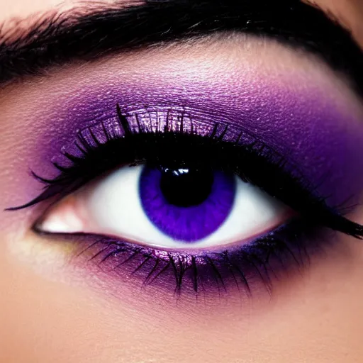 Image similar to close up photo of beautiful purple eye, no eyeshadow. 8k.