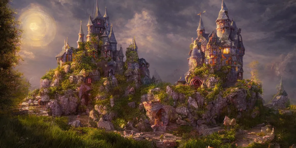 Image similar to a fairy castle, extremely detailed oil painting, unreal 5 render, fantasy digital art, octane render, beautiful composition, trending on artstation, award-winning photograph, masterpiece