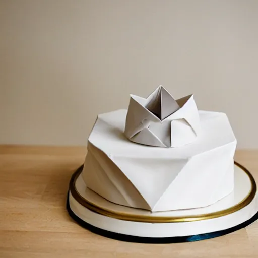 Prompt: minimalist wedding origami cake by amaury guichon