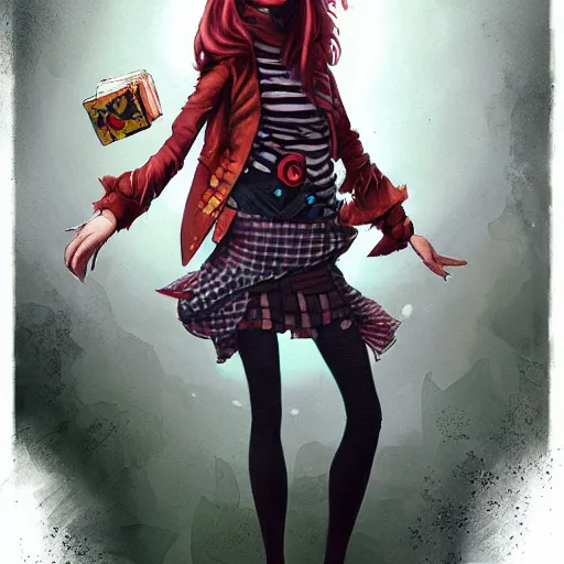 Image similar to realistic, full body portrait, attractive punk female mad hatter, by Jordan Grimmer and greg rutkowski, crisp lines and color,