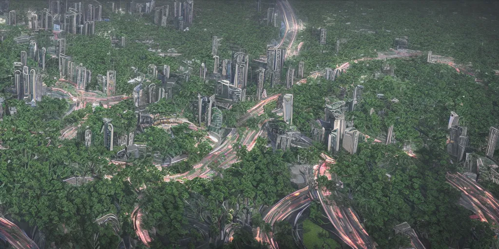 Prompt: Guangzhou city in forest, digital art, unreal engine 5, high resolution, 4k, realistic