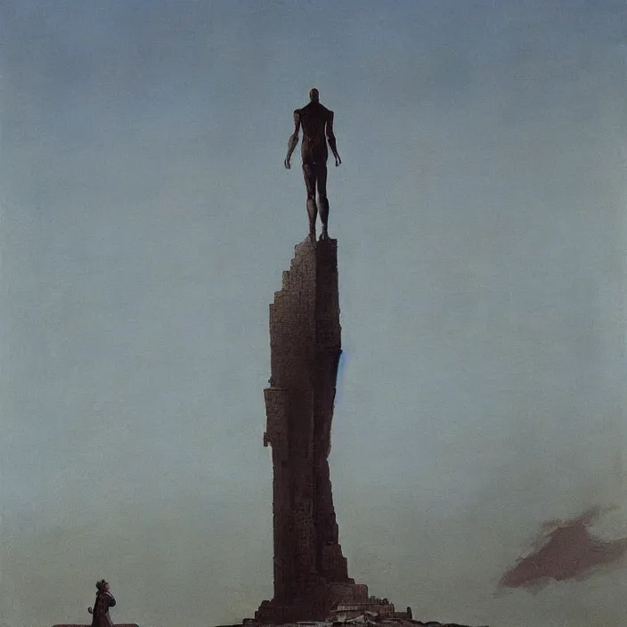 Prompt: nuke the giant statue, science fiction, Edward Hopper and James Gilleard, Zdzislaw Beksinski, highly detailed