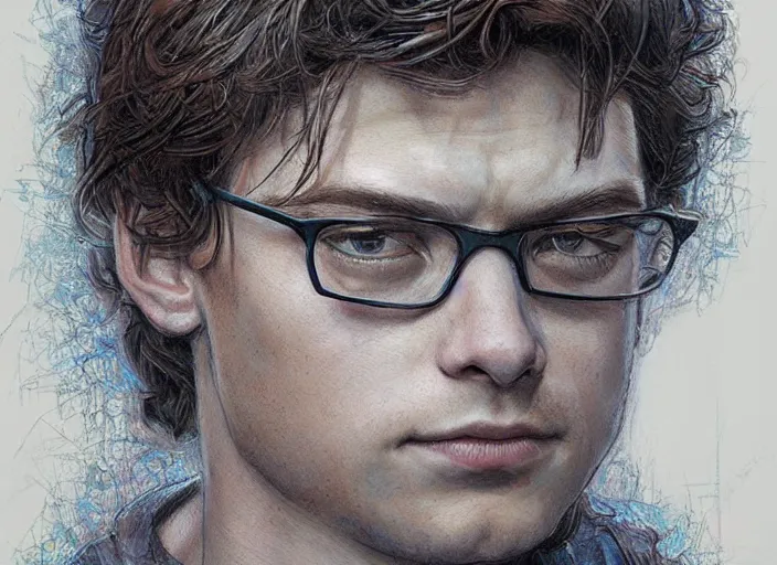 Prompt: a highly detailed beautiful portrait peter parker, james gurney, james jean