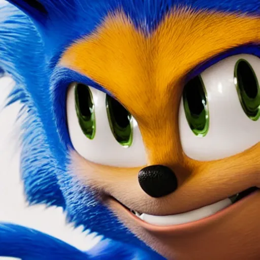 Prompt: The actor Jim Carrey as the Sonic from the movie Sonic The Hedgehog (2020)