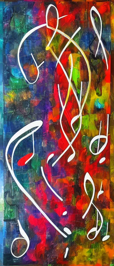 Image similar to abstract art depicting the feelings music gives, mixed media painting