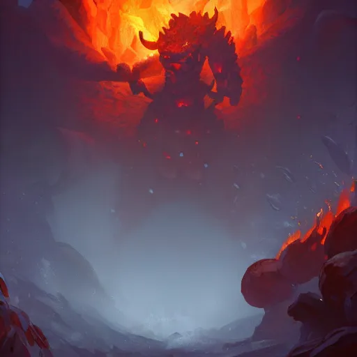 Image similar to fire golem, burning lava background, epic fantasy style, in the style of Greg Rutkowski, hearthstone artwork