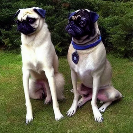 Image similar to pug dog and borzoi dog swap noses, funny dog photo, beautiful, strange