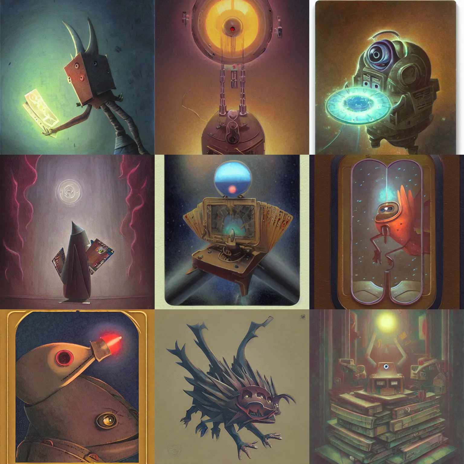 Prompt: yugioh card back by Shaun Tan