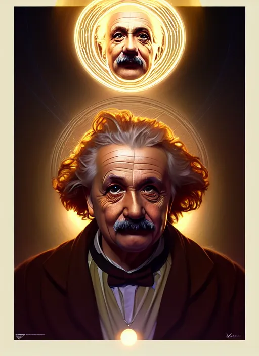 Prompt: symmetry!! portrait of einstein, sci - fi, glowing lights!! intricate, elegant, highly detailed, digital painting, artstation, concept art, smooth, sharp focus, illustration, art by artgerm and greg rutkowski and alphonse mucha, 8 k