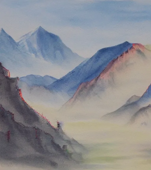 Prompt: painting of mountains by li cheng