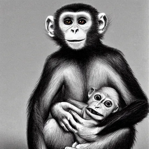Image similar to a portrait of a monkey covered with pox, hives, bumps, highly detailed