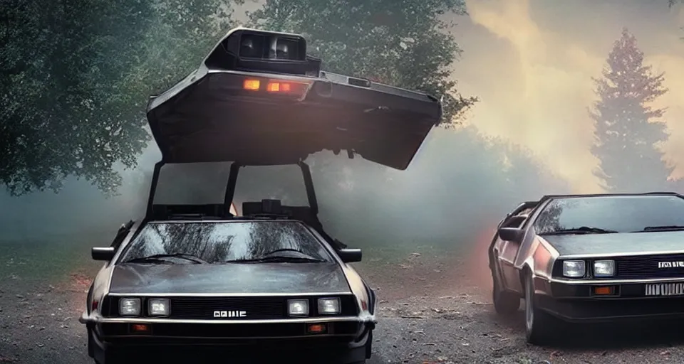 Image similar to the delorean in the upside - down from stranger things