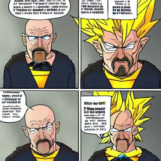 Prompt: Walter white is a super sayan