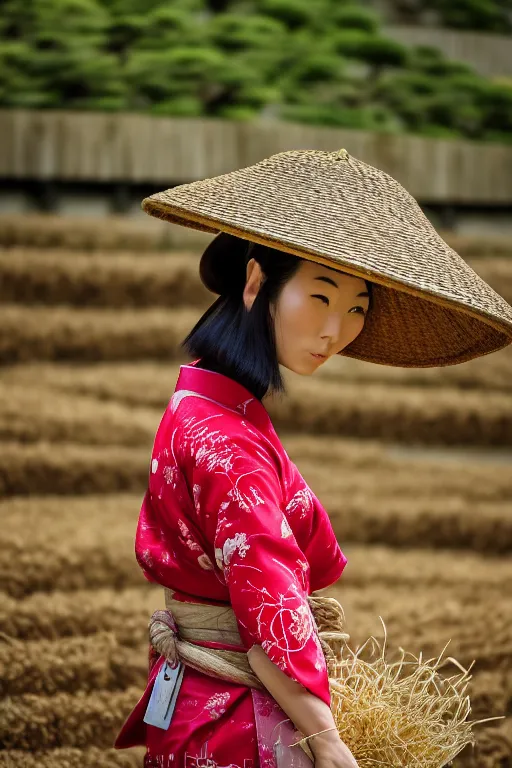 Prompt: japanesse farmer, cinematic view, bokeh, extreme detailed, hyperrealism, vogue photo style, proffesional photographer style, proportional, dynamic composition, face features, comfort posse, smooth, sharp focus, body features, ultra realistic, award winning photo, captured by nikon d 8 5 0, 4 5. 7 mp lens, 4 k, full body.