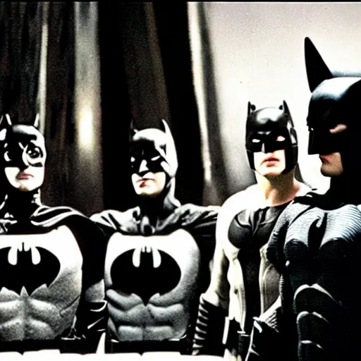 Image similar to a film still of a batman movie directed by Stanley Kubrick released in 1985