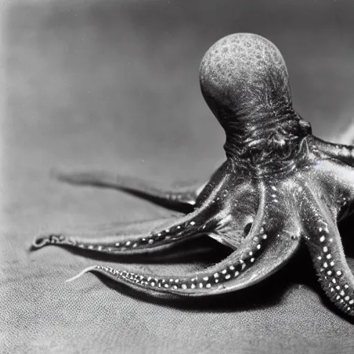 Prompt: vintage photograph of an octopus playing the blues