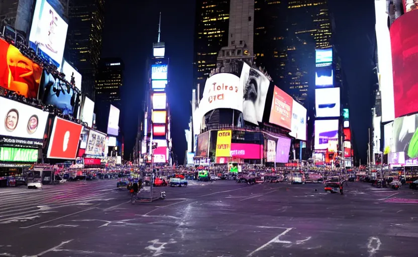 Prompt: power outage in Times Square, ominous