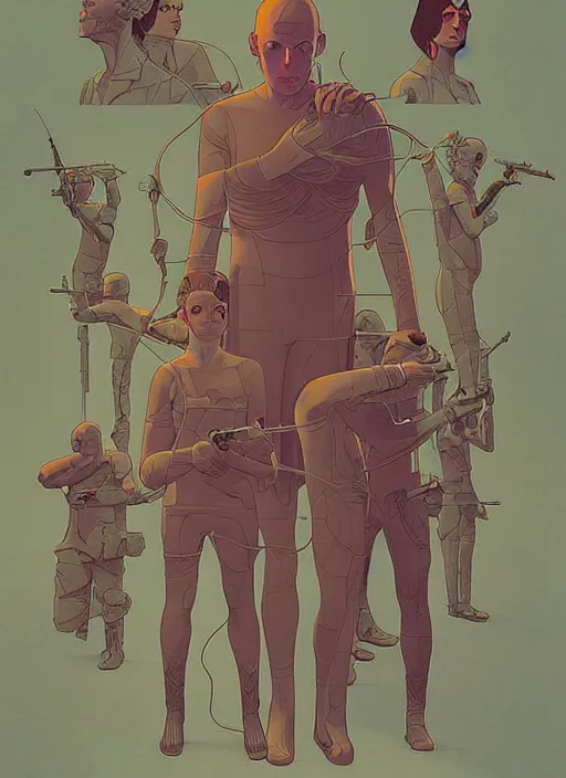 Image similar to poster artwork by Michael Whelan and Tomer Hanuka, of Delos Incorporated, clean