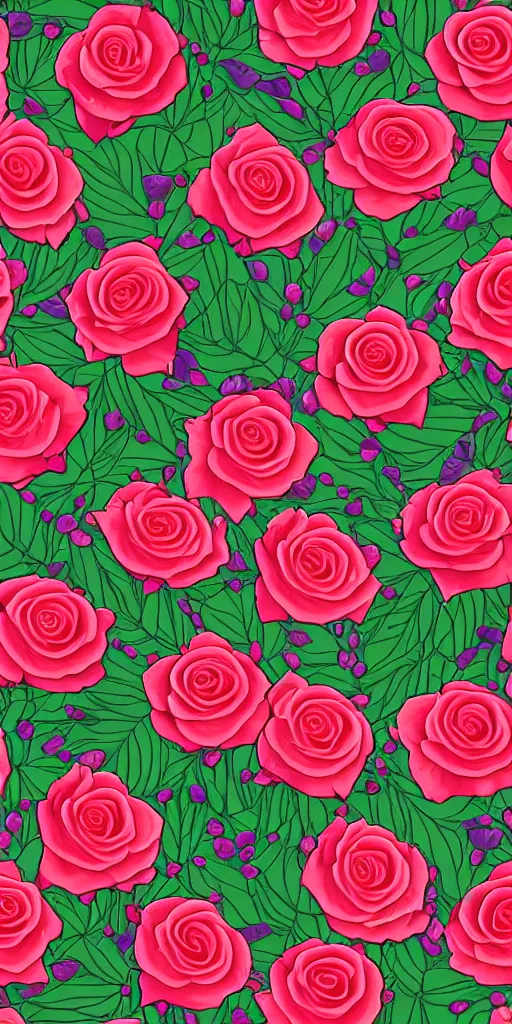 Image similar to seamless pattern of beautiful roses with leaves and throns, colourful, symmetrical, repeating 35mm photography