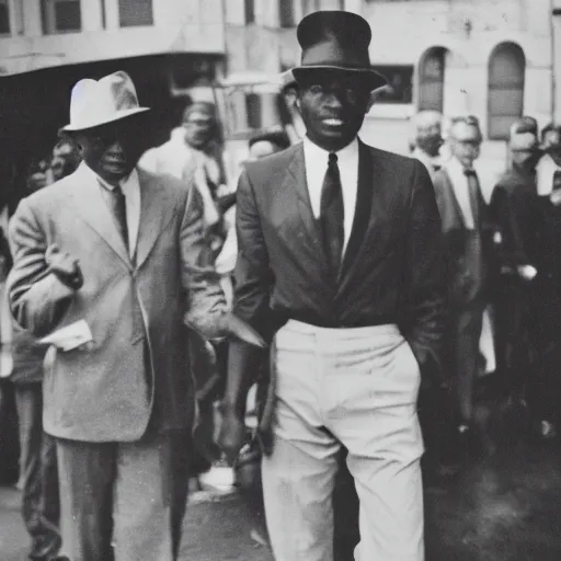 Image similar to vintage photo of a black man wearing a black suit in rio de janeiro