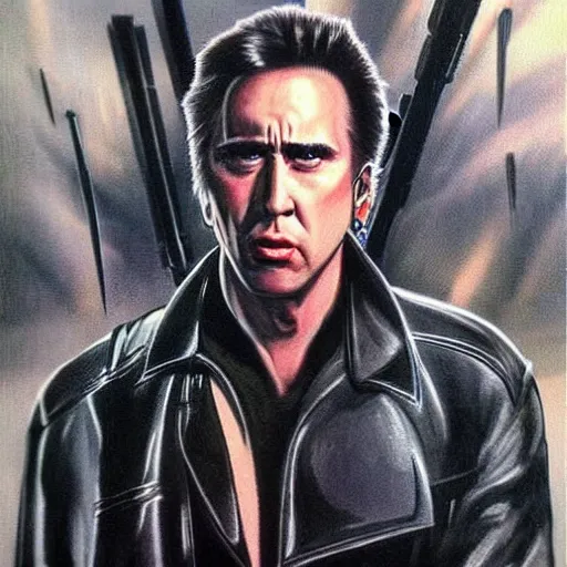Prompt: nickolas cage as the terminator, ultra realistic, highly detailed