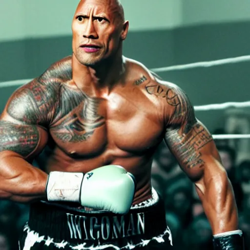 Image similar to Dwayne Johnson as boxer, promo